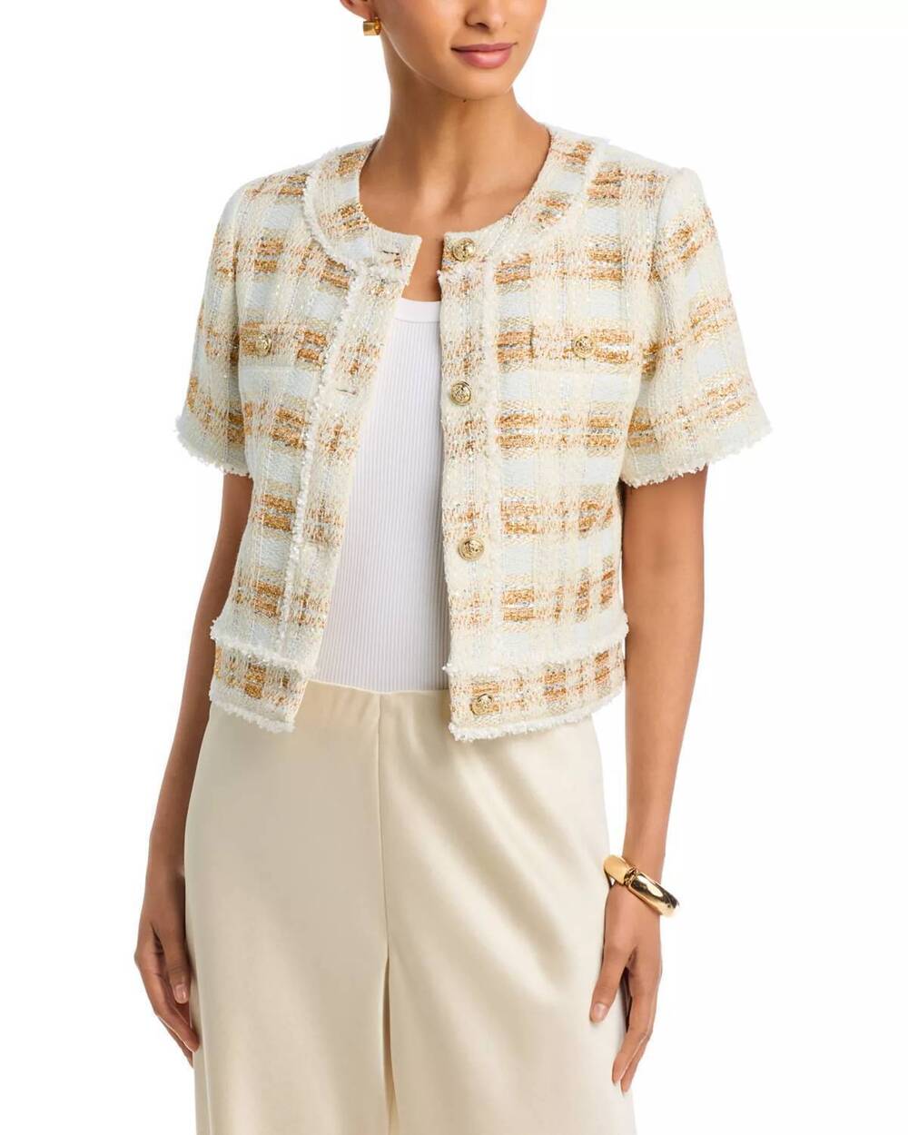 NEW RAMY BROOK women's wesley short-sleeve jacket in ivory tweed